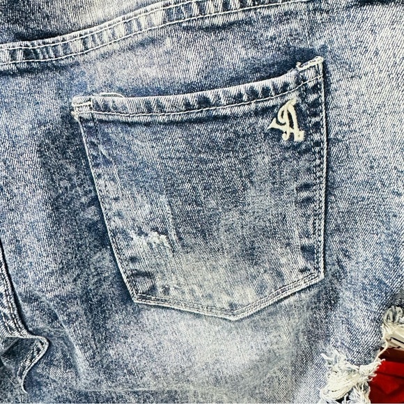 VIP Jeans Sz 17/18 Acid Wash Blue Denim Distressed Skinny Jeans w/ Side Cutouts - Picture 5 of 8